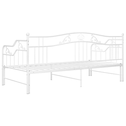 vidaXL Pull-out Sofa Bed Frame without Mattress White Metal 90x200 cm