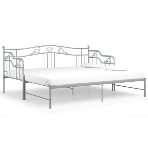 vidaXL Pull-out Sofa Bed Frame without Mattress Grey Metal 90x200 cm