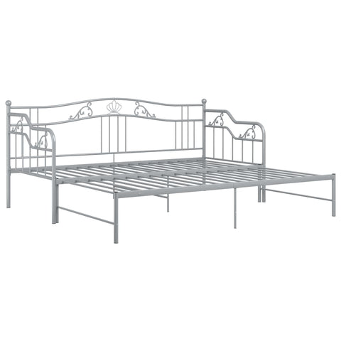 vidaXL Pull-out Sofa Bed Frame without Mattress Grey Metal 90x200 cm