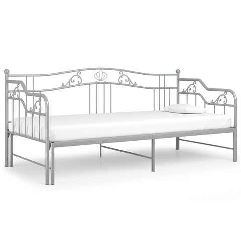 vidaXL Pull-out Sofa Bed Frame without Mattress Grey Metal 90x200 cm