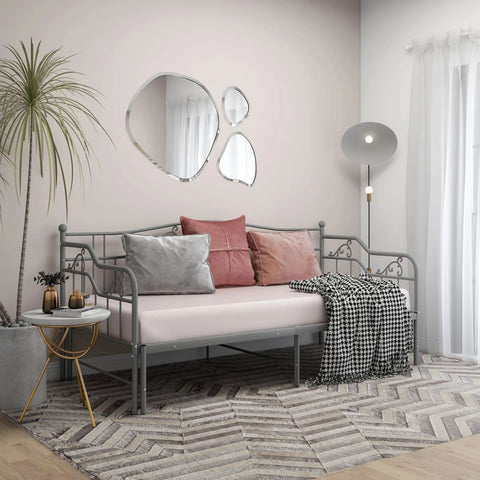 vidaXL Pull-out Sofa Bed Frame without Mattress Grey Metal 90x200 cm