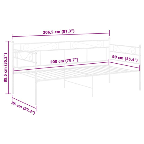 vidaXL Sofa Bed Frame without Mattress White Metal 90x200 cm