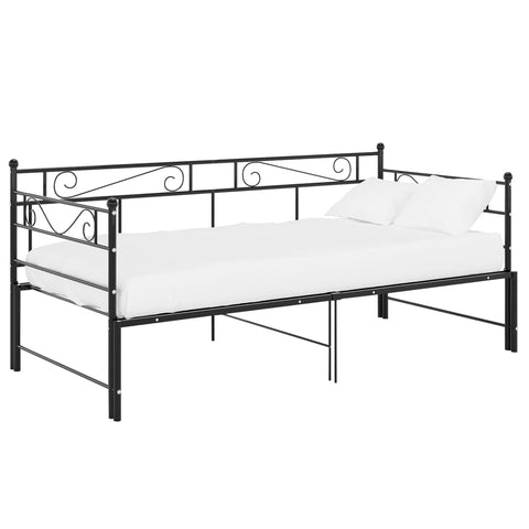 vidaXL Pull-out Sofa Bed Frame without Mattress Black Metal 90x200 cm