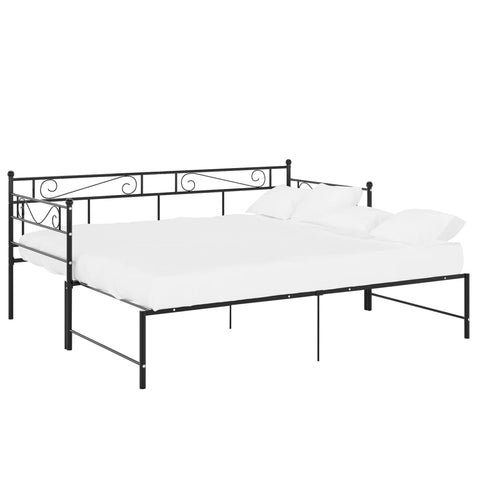 vidaXL Pull-out Sofa Bed Frame without Mattress Black Metal 90x200 cm