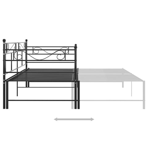 vidaXL Pull-out Sofa Bed Frame without Mattress Black Metal 90x200 cm