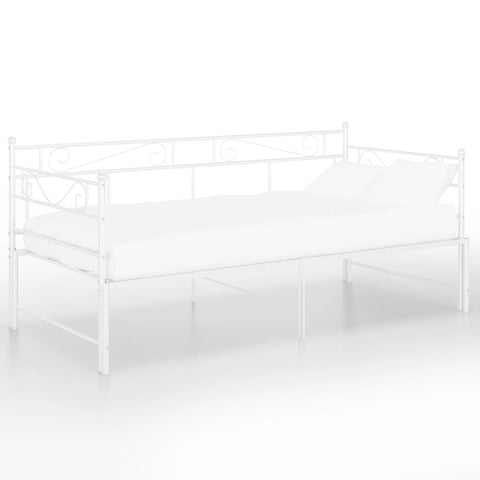 vidaXL Pull-out Sofa Bed Frame without Mattress White Metal 90x200 cm