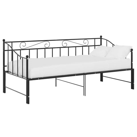vidaXL Pull-out Sofa Bed Frame without Mattress Black Metal 90x200 cm