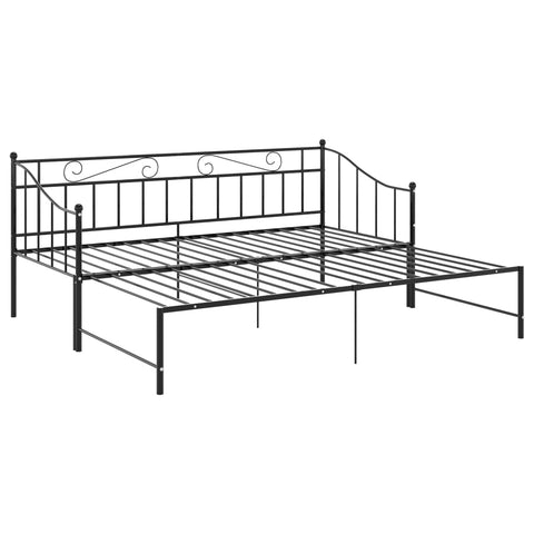 vidaXL Pull-out Sofa Bed Frame without Mattress Black Metal 90x200 cm