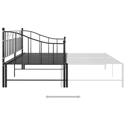 vidaXL Pull-out Sofa Bed Frame without Mattress Black Metal 90x200 cm