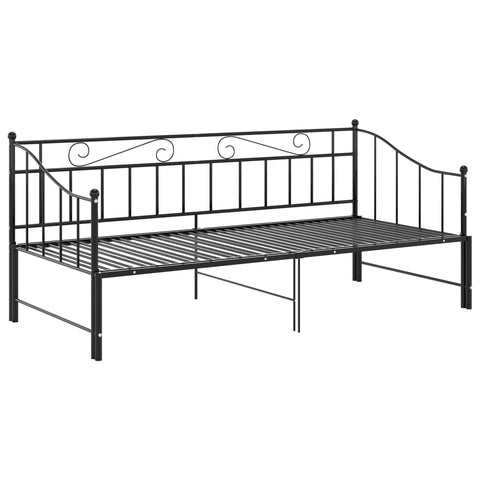 vidaXL Pull-out Sofa Bed Frame without Mattress Black Metal 90x200 cm