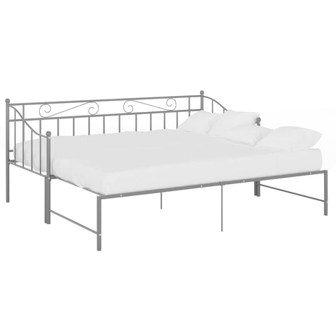 vidaXL Pull-out Sofa Bed Frame without Mattress Grey Metal 90x200 cm