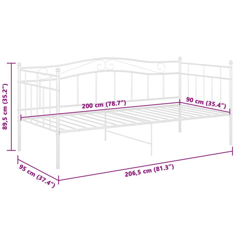 vidaXL Sofa Bed Frame without Mattress White Metal 90x200 cm