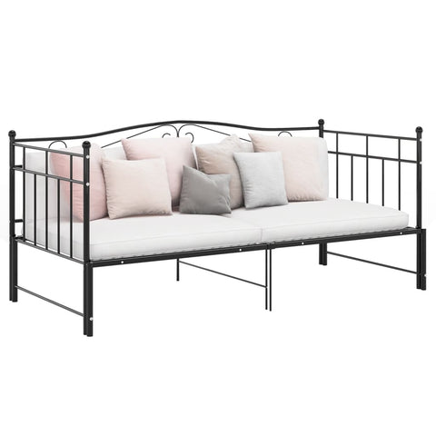 vidaXL Pull-out Sofa Bed Frame without Mattress Black Metal 90x200 cm