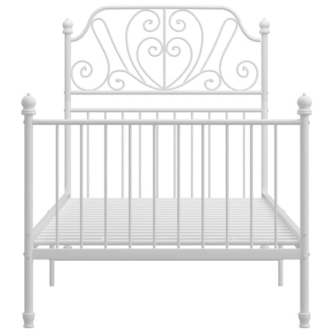 vidaXL Bed Frame without Mattress White Metal 100x200 cm