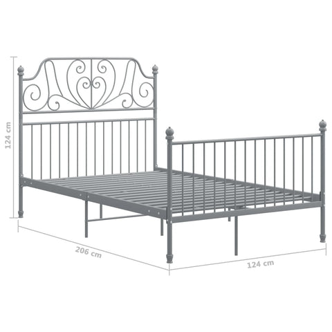 vidaXL Bed Frame without Mattress Grey Metal 120x200 cm