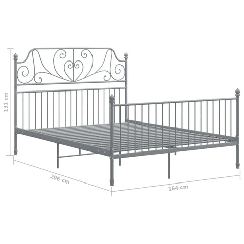 vidaXL Bed Frame without Mattress Grey Metal 160x200 cm
