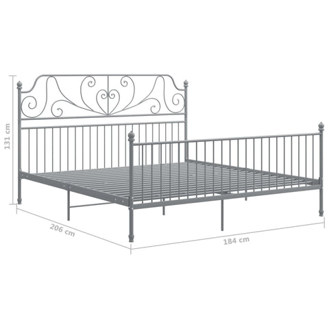 vidaXL Bed Frame without Mattress Grey Metal 180x200 cm Super King
