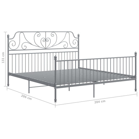 vidaXL Bed Frame without Mattress Grey Metal 200x200 cm