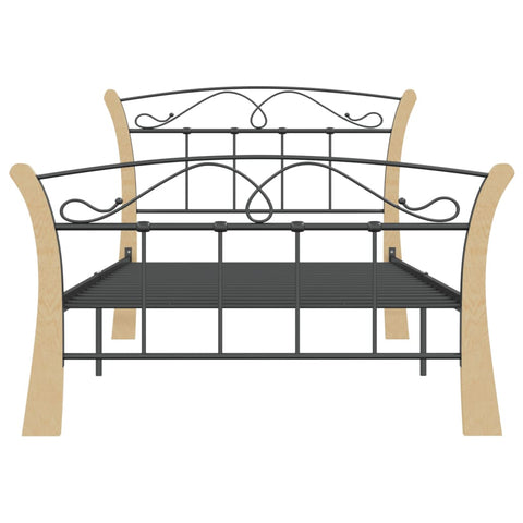 vidaXL Bed Frame without Mattress Black Metal 100x200 cm
