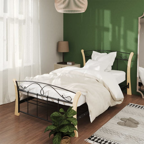 vidaXL Bed Frame without Mattress Black Metal 100x200 cm