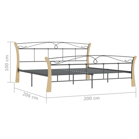 vidaXL Bed Frame without Mattress Black Metal 200x200 cm