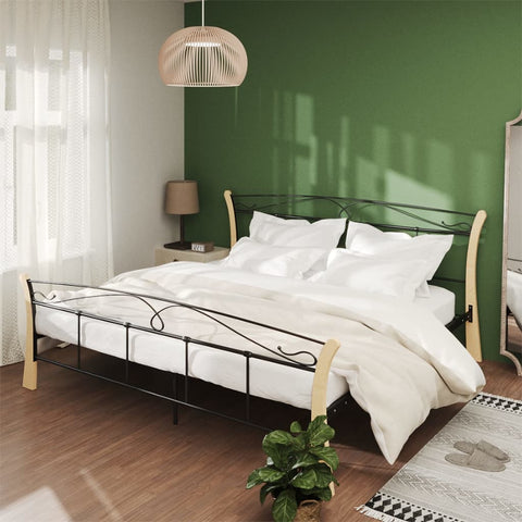 vidaXL Bed Frame without Mattress Black Metal 200x200 cm