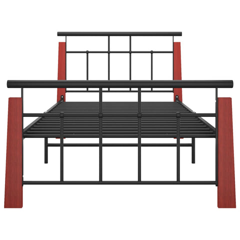 vidaXL Bed Frame without Mattress Metal and Solid Oak Wood 90x200 cm