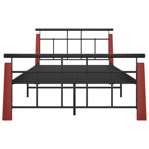 vidaXL Bed Frame without Mattress Metal  and Solid Oak Wood 120x200 cm