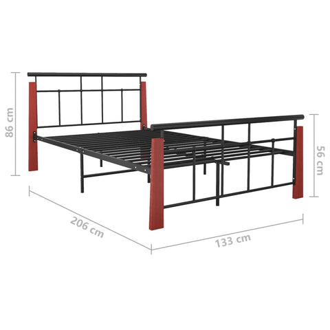 vidaXL Bed Frame without Mattress Metal  and Solid Oak Wood 120x200 cm