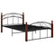 vidaXL Bed Frame without Mattress Black Metal&Solid Oak Wood 120x200 cm