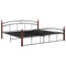 vidaXL Bed Frame without Mattress Black Metal&Solid Oak Wood 200x200 cm