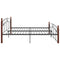 vidaXL Bed Frame without Mattress Black Metal&Solid Oak Wood 200x200 cm
