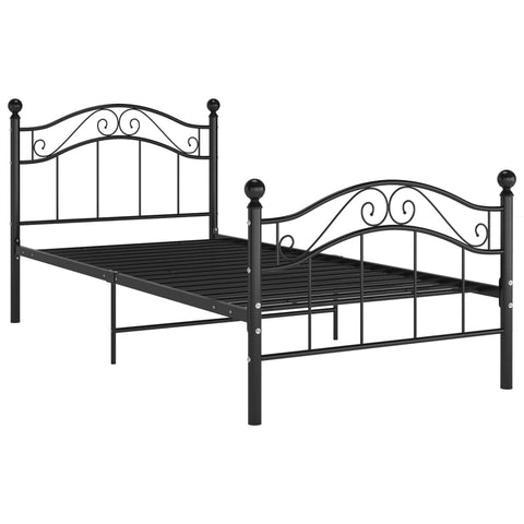 vidaXL Bed Frame without Mattress Black Metal 90x200 cm