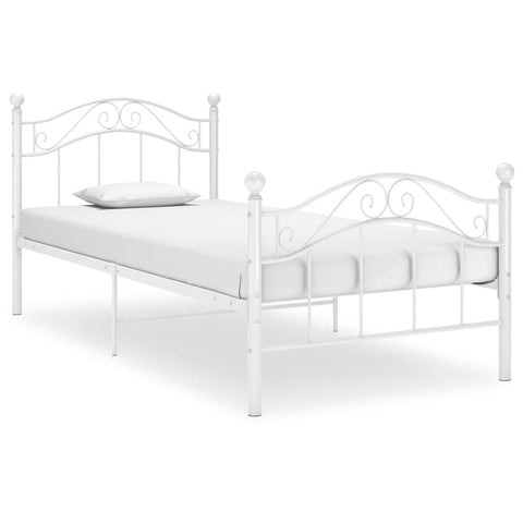 vidaXL Bed Frame without Mattress White Metal 100x200 cm