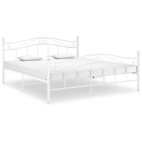 vidaXL Bed Frame without Mattress White Metal 200x200 cm