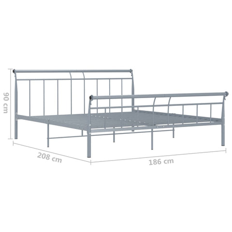 vidaXL Bed Frame without Mattress Grey Metal 180x200 cm Super King