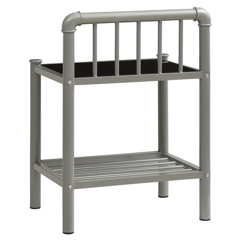 vidaXL Bedside Cabinets 2 pcs Grey and Black Metal and Glass
