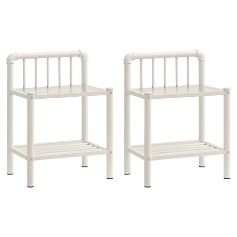 vidaXL Bedside Cabinets 2 pcs White and Transparent Metal and Glass