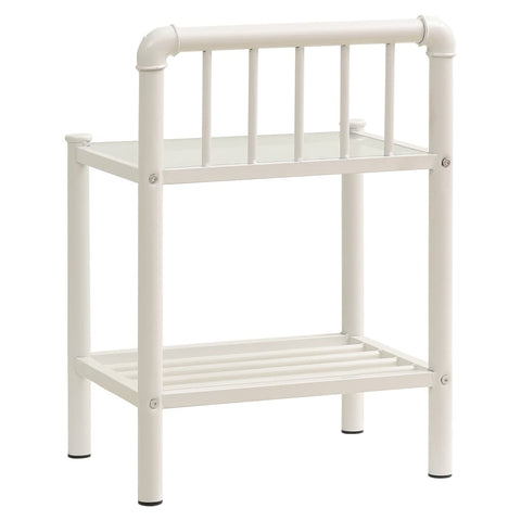 vidaXL Bedside Cabinets 2 pcs White and Transparent Metal and Glass