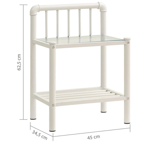 vidaXL Bedside Cabinets 2 pcs White and Transparent Metal and Glass