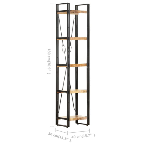 vidaXL 5-Tier Bookcase 39x30x180 cm Solid Mango Wood