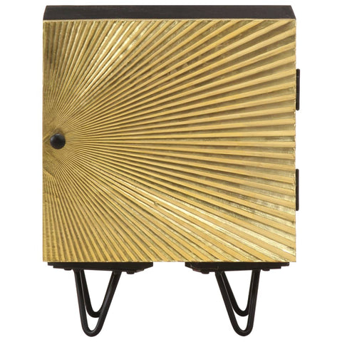 vidaXL Bedside Cabinet with Brass Front 40x30x50 cm Solid Mango Wood