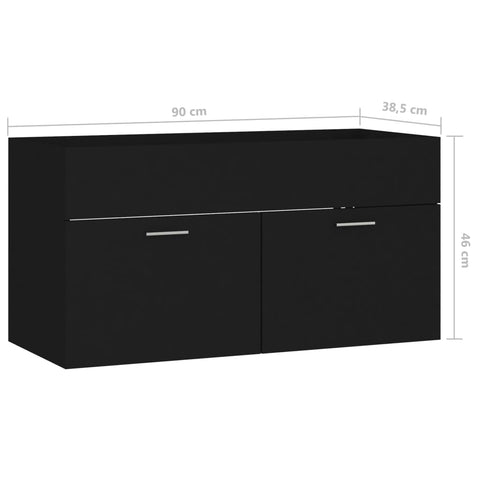 vidaXL Sink Cabinet Black 90x38.5x46 cm Engineered Wood