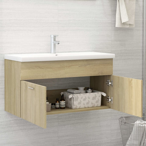vidaXL Sink Cabinet Sonoma Oak 90x38.5x46 cm Engineered Wood