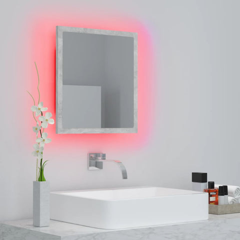 vidaXL LED Bathroom Mirror Concrete Grey 40x8.5x37 cm Acrylic