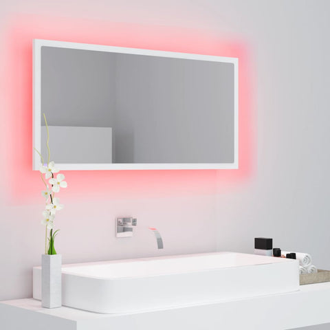 vidaXL LED Bathroom Mirror White 90x8.5x37 cm Acrylic