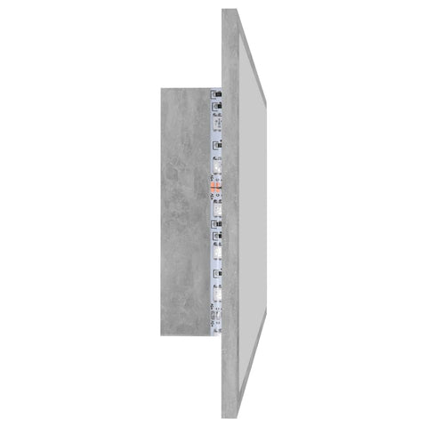 vidaXL LED Bathroom Mirror Concrete Grey 90x8.5x37 cm Acrylic
