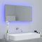 vidaXL LED Bathroom Mirror Concrete Grey 90x8.5x37 cm Acrylic