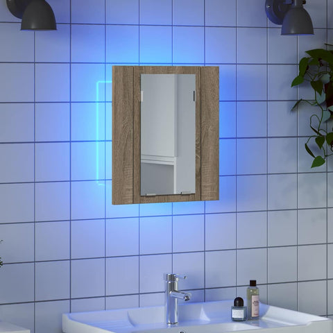 vidaXL LED Bathroom Mirror Cabinet Sonoma Oak 40x12x45 cm Acrylic