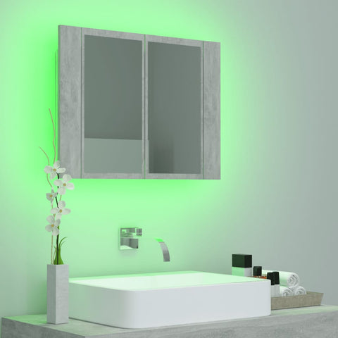 vidaXL LED Bathroom Mirror Cabinet Concrete Grey 60x12x45 cm Acrylic